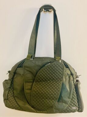 **LUG **Quilted Tote in Olive Green - Padded shoulder straps ( NO Side Strap)
